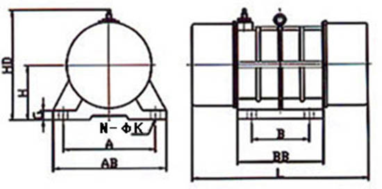 YZU振動(dòng)電機(jī)外形圖